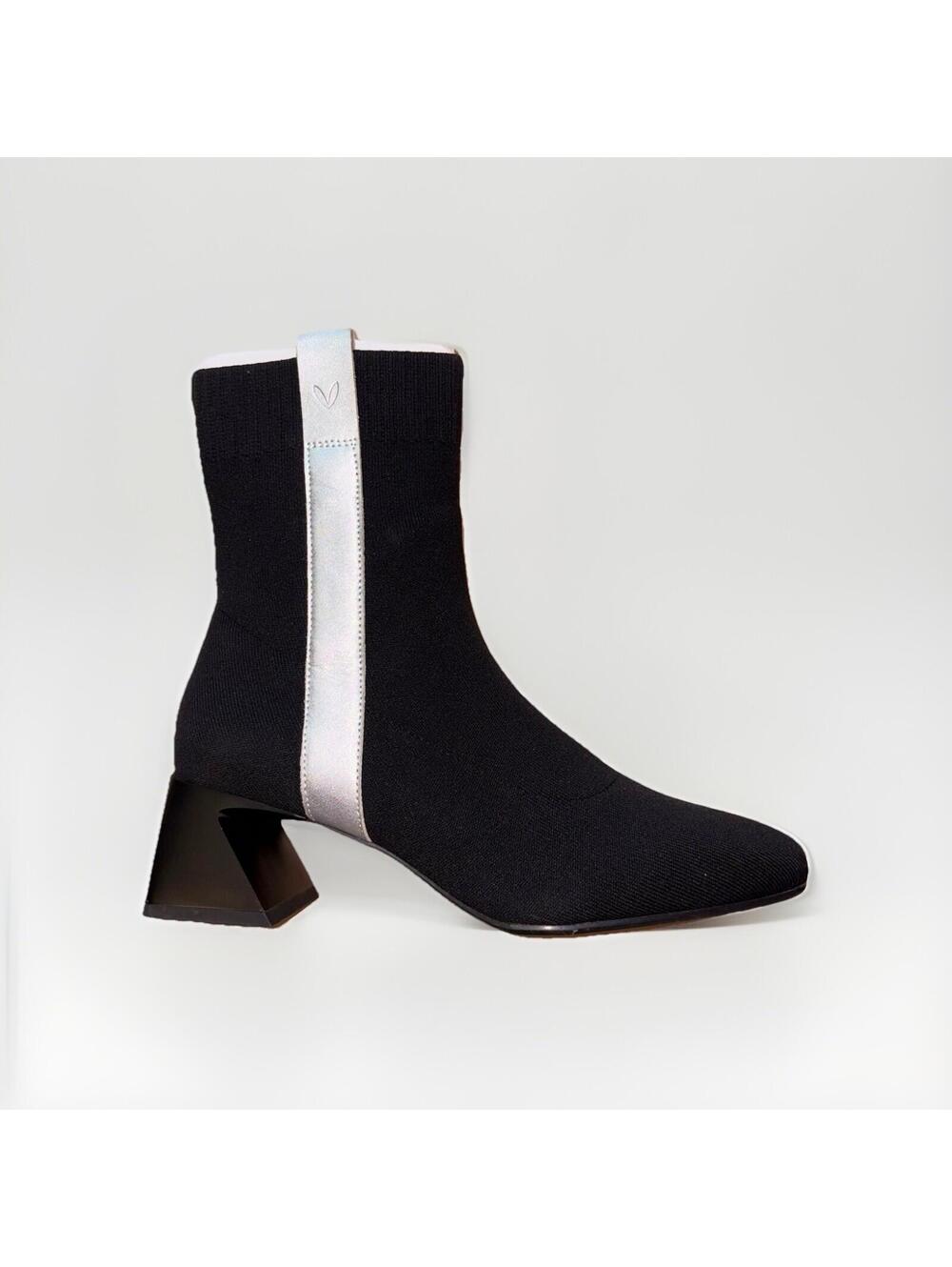 VIVAIA Ankle Boots Women’s EU 39.5 US 9 Black Knit Sock Block Heel Booties